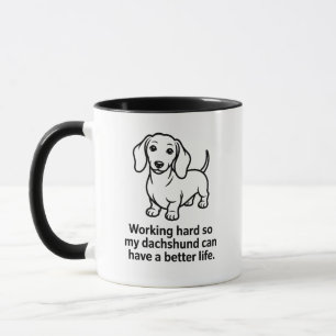Caneca Dachshund Engraçado - Trabalhando Duro para o meu