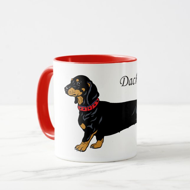 Caneca dachshund negro (Frente Esquerda)
