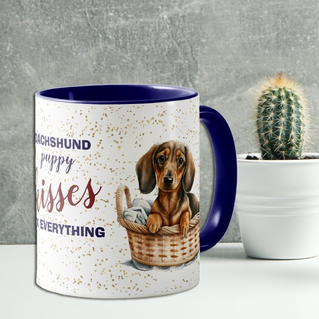 Caneca Dachshund Puppy Kisses consertar tudo (Criador carregado)