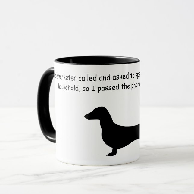 Caneca Dachshund Silhouette Funny Coffee Mug (Frente Esquerda)