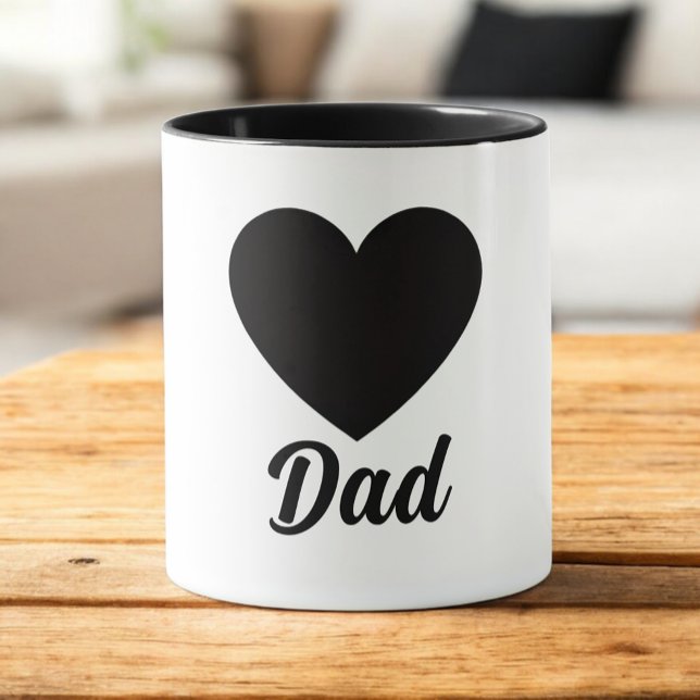 Caneca Dad - Classic Black Heart Typography (Criador carregado)