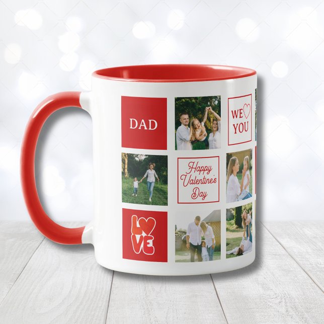 Caneca Dad Messages Custom Photo Collage Valentines Day (Dad Messages Custom Photo Collage Valentines Day Mug
)