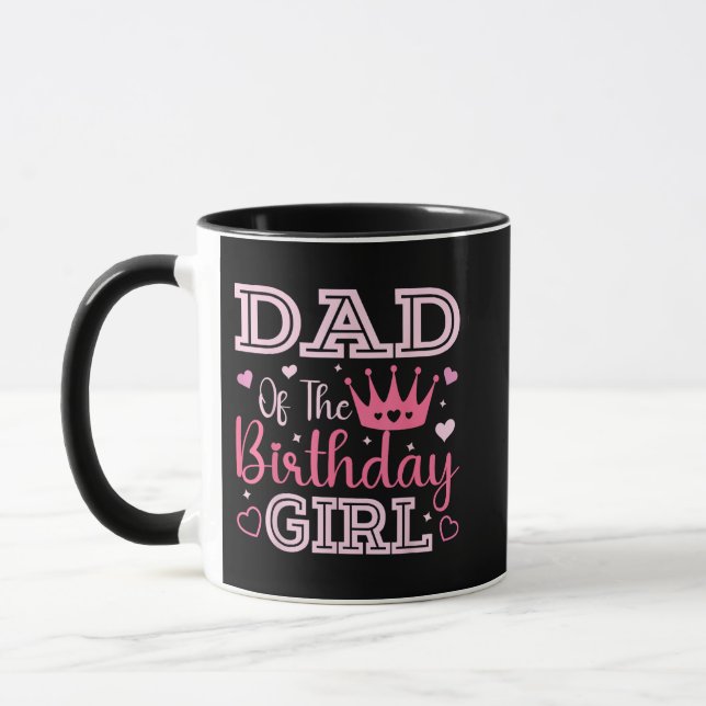 Caneca Dad of The Birthday Girl Cute Pink Matching Family (Esquerda)