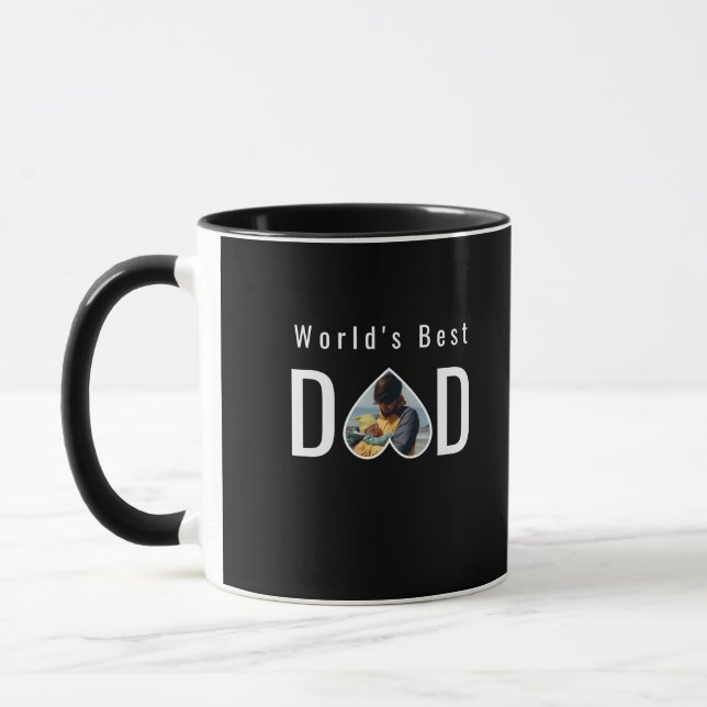 Caneca Dad Photo in Black Heart Frame Modern Text (Esquerda)
