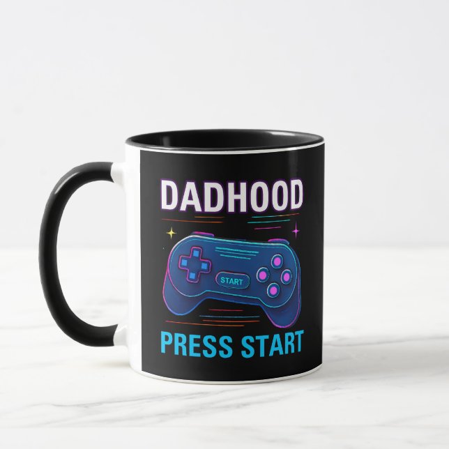 Caneca Dadhood Press Start Retro Gamer Design Mug (Esquerda)