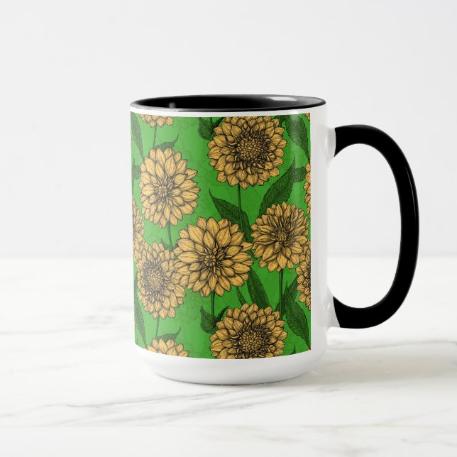 Caneca Dahlias em amarelo e verde (Direita)