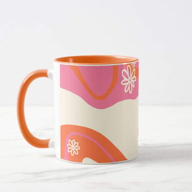Caneca Daisy Groove - Rosa, Laranja e Creme (Esquerda)
