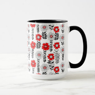 Caneca Daisy rabiscos em vermelho e preto