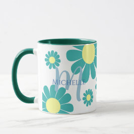 Caneca Daisy Teal Monograma Mug