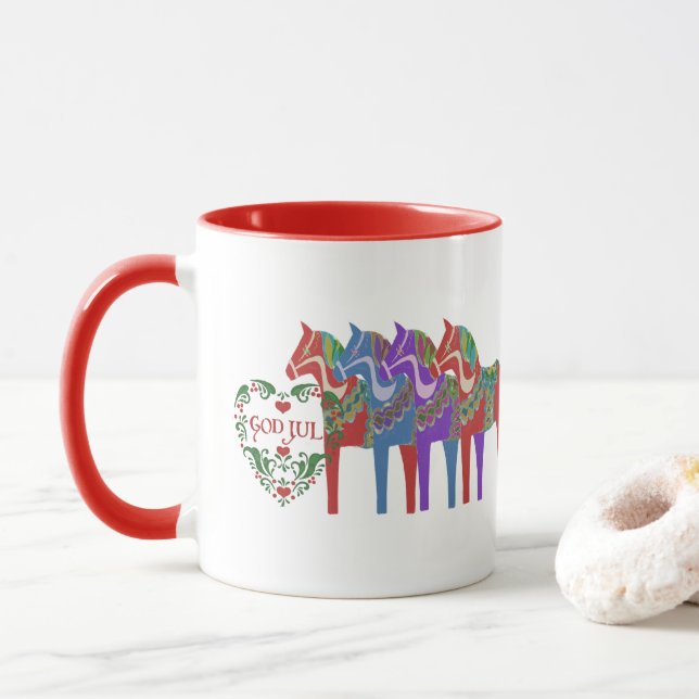 Caneca Dala escandinava Cavalo Deus Natal (Com Donut)