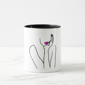 Caneca Dama con los labios fucsias