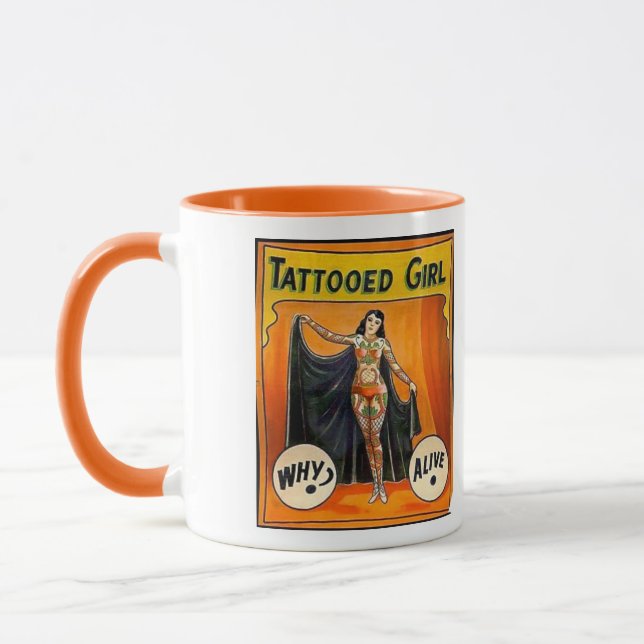 Caneca Dama Tatuada - Poster de Circo Vintage (Esquerda)