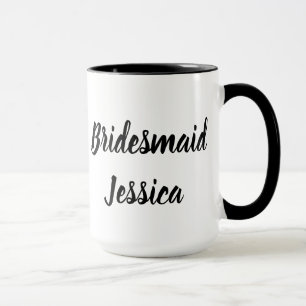 Caneca Damas de honra Preto Elegante Presentes de Casamen