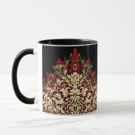 Caneca Damasco Dourado e Preto Vermelho