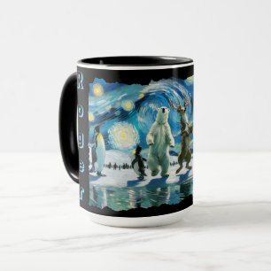 Caneca "Dança de linha árctica" personalizável