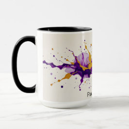 Caneca Dança de Tinta e Ouro Café Abstrato Moderno