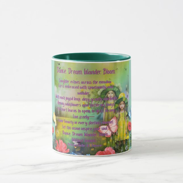 Caneca Dança. Sonho. Ande. Bloom. — Bumbum Inspirador (Centro)