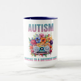 Caneca Dançando em outro batimento. Consciência do Autism