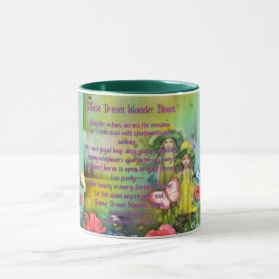 Caneca Dançar. Sonhar. Vaguear. Florescer. — Bumbum Inspi
