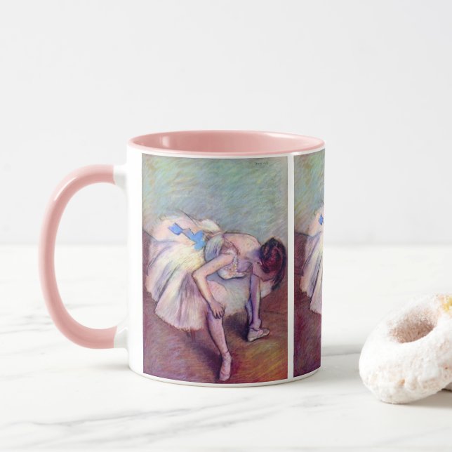 Caneca Dançarino sentado por Edgar Degas, Arte Balé de Vi (Com Donut)