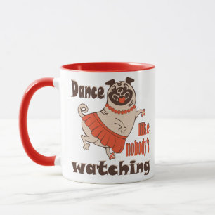 Caneca Dance como ninguém está assistindo Pug Dog feminin