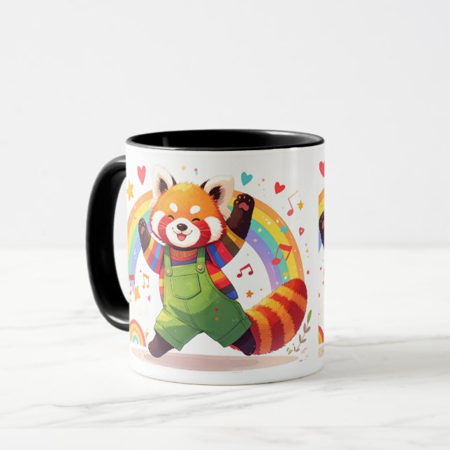 Caneca Dancing Kawaii Animal with Rainbow  (Frente Esquerda)