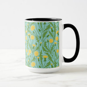 Caneca Dandeliões, verdes, amarelos e azuis