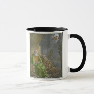 Caneca Daniel no antro dos leões, de uma bíblia impress