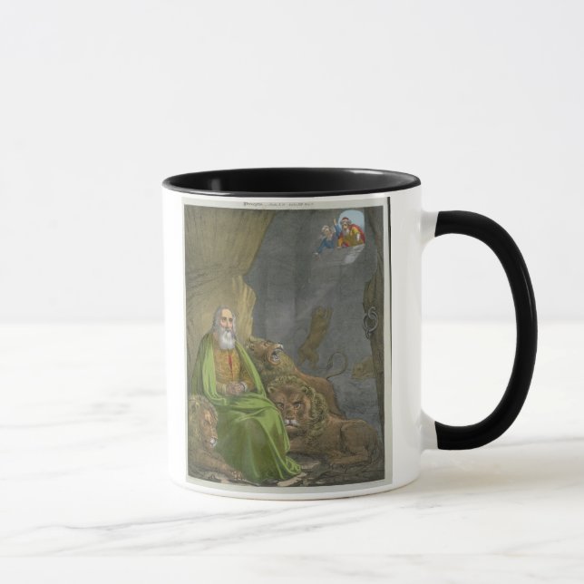 Caneca Daniel no antro dos leões, de uma bíblia impressa (Direita)