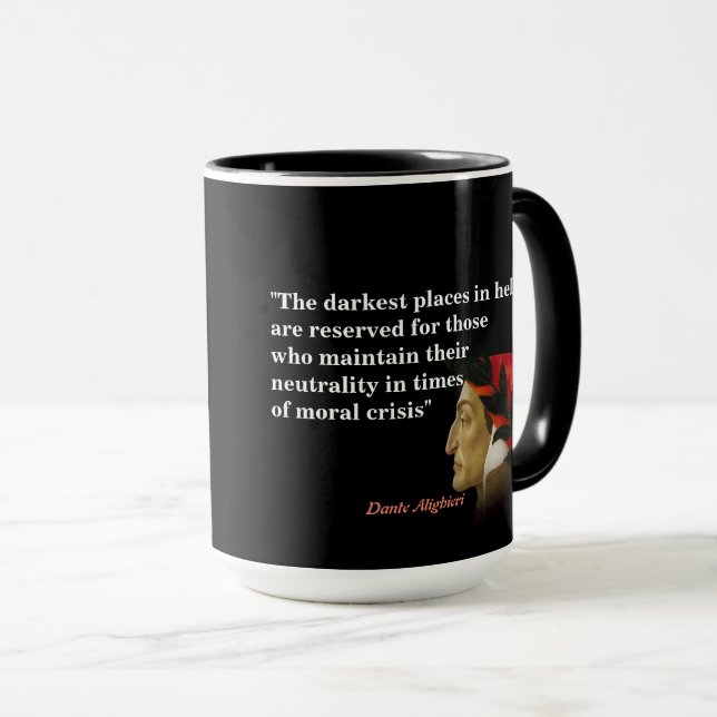 Caneca Dante Alighieri Cita Lugares Mais Escuros No Infer (Frente Esquerda)