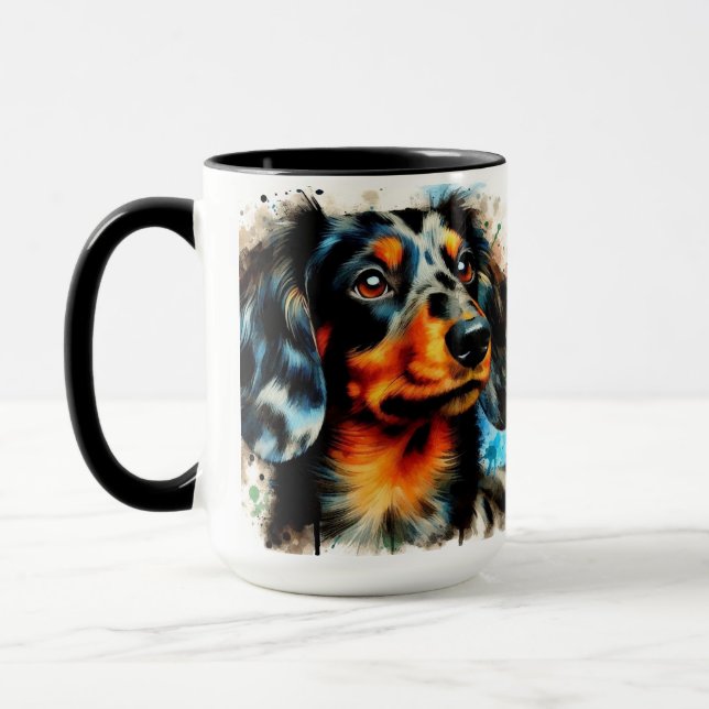 Caneca Dapple Dachshund Christmas Coffee Mug (Esquerda)