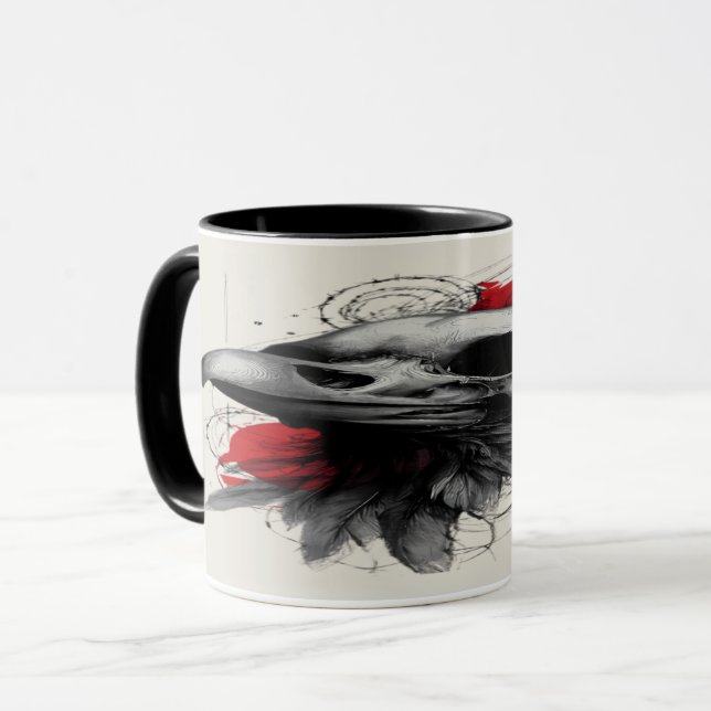 Caneca Dark Crow Skull Gothic Grunge Art Mug (Frente Esquerda)