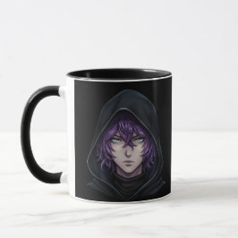 Caneca Dark Hoodie Anime Boy with Purple Hair