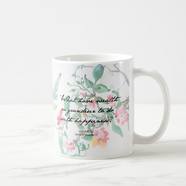 Caneca das citações dos rosas da aguarela de Jane (Direita)