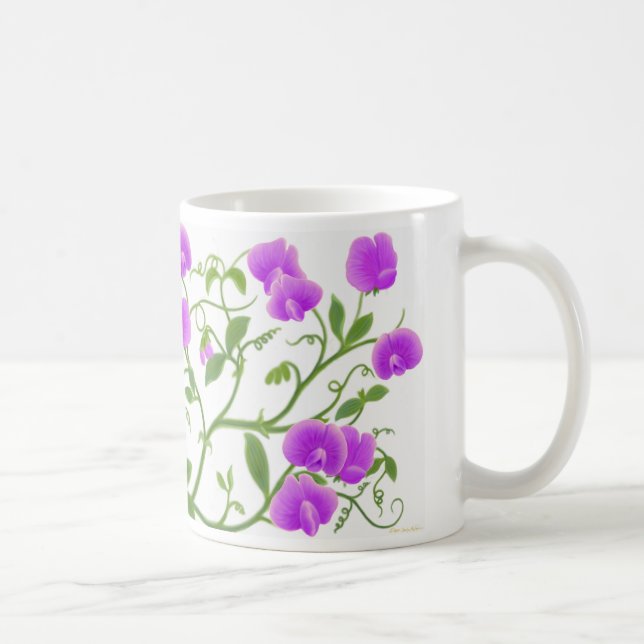 Caneca das videiras da flor da ervilha doce (Direita)