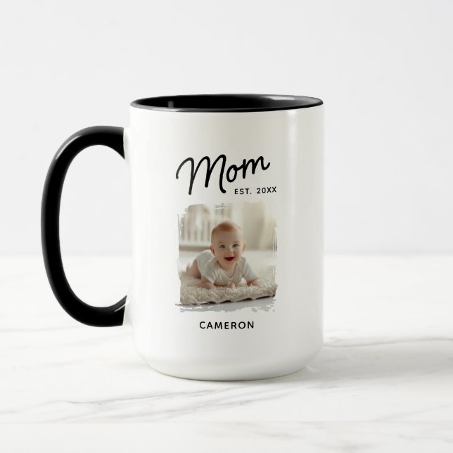 Caneca Data de Criação da Foto da Mãe (Esquerda)