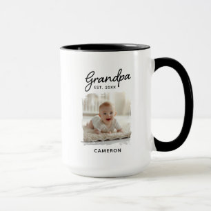 Caneca Data de Estabelecimento da Foto do Avô e do Neto