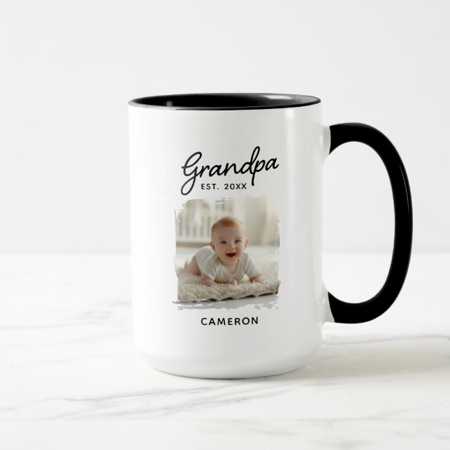 Caneca Data de Estabelecimento da Foto do Avô e do Neto (Direita)