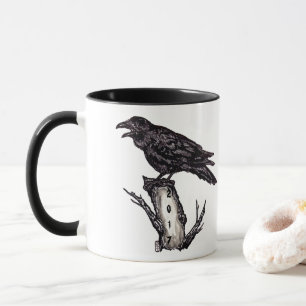 Caneca Data de Personalização do Halloween de Raven Pre