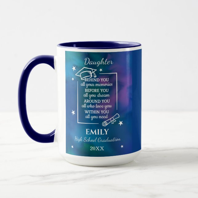 Caneca Daughter High School Graduation Name Year  (Esquerda)
