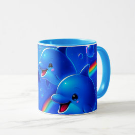 Caneca Dauphins joyeux arc-en-ciel