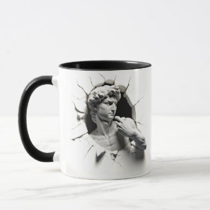 Caneca David 3D de Michelangelo a espreitar do buraco