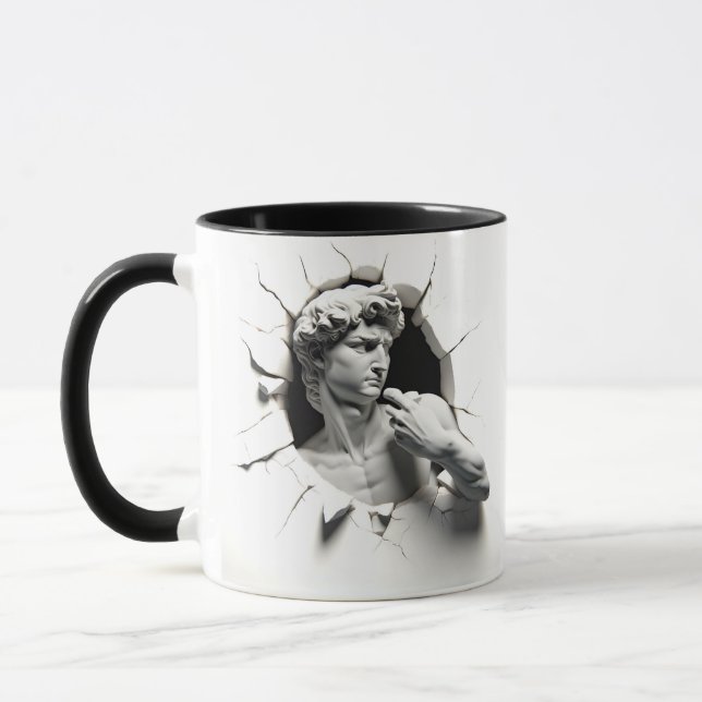 Caneca David 3D de Michelangelo a espreitar do buraco (Esquerda)