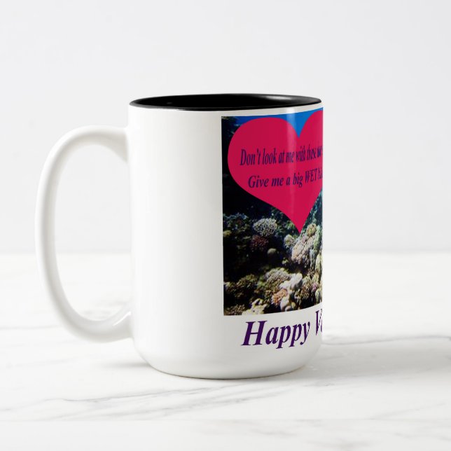 caneca de 2 tons de 15 oz. Feliz dia de os namorad (Esquerda)