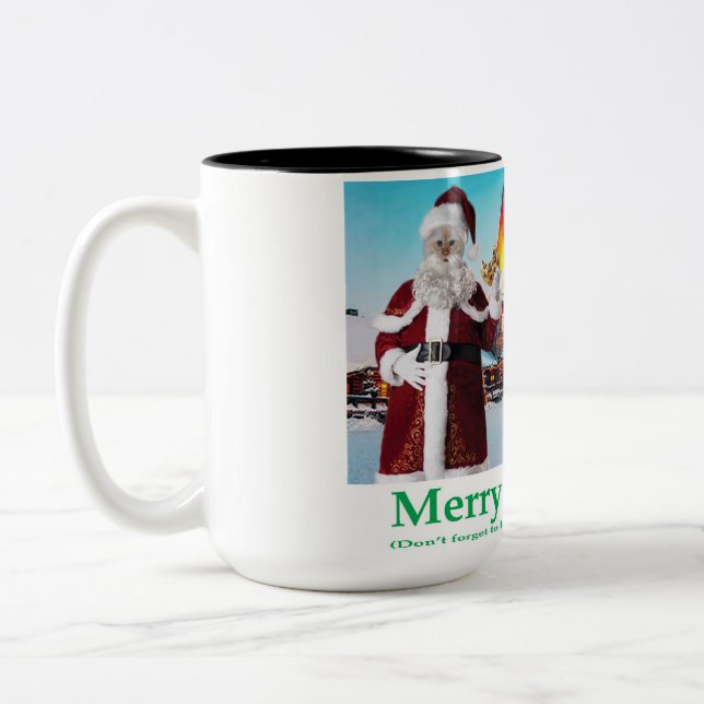 caneca de 2 tons de 15 oz. Feliz Natal. (Esquerda)