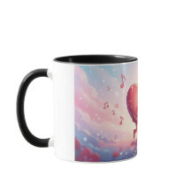 Caneca de 330ml Corações Beijando “Notas de Amor” 