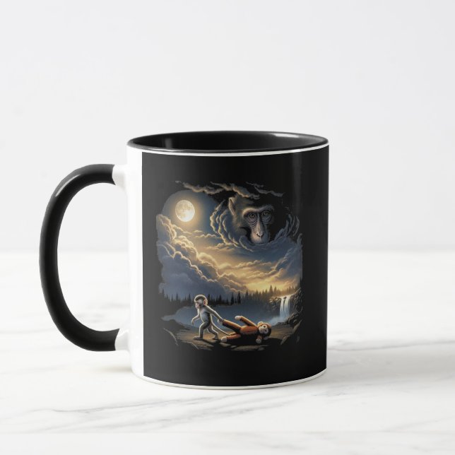 Caneca de Abraço de Macaco Bebê e Brinquedo de Pel (Esquerda)