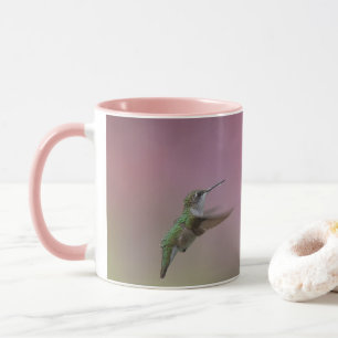 Caneca de Acento Rosa Beija-flor de Garganta Rubi