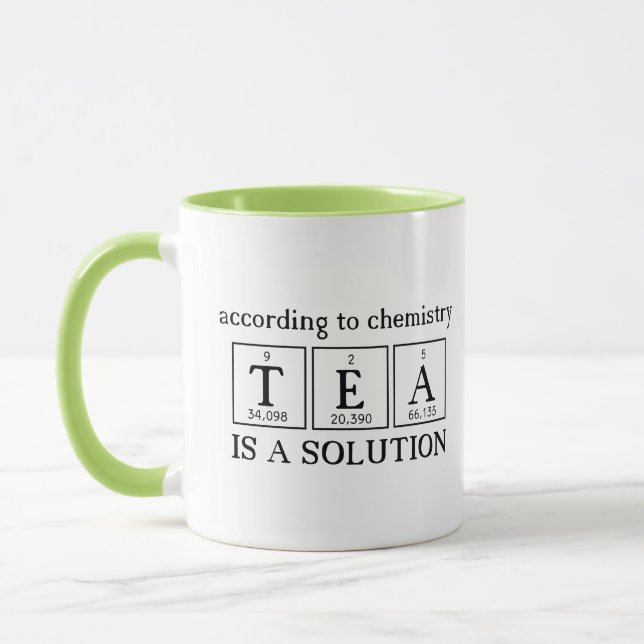 Caneca De acordo com a Química, Tea é ciência de soluções (Esquerda)