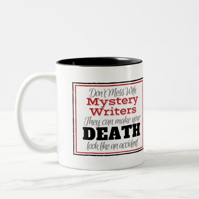 Caneca de advertência do escritor de mistério (Esquerda)